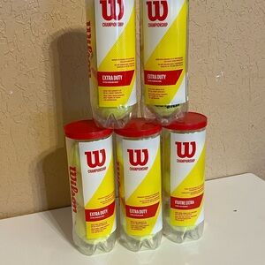 Wilson Championship Tennis Balls- 5 Containers Extra Duty -15 Balls Total-NEW